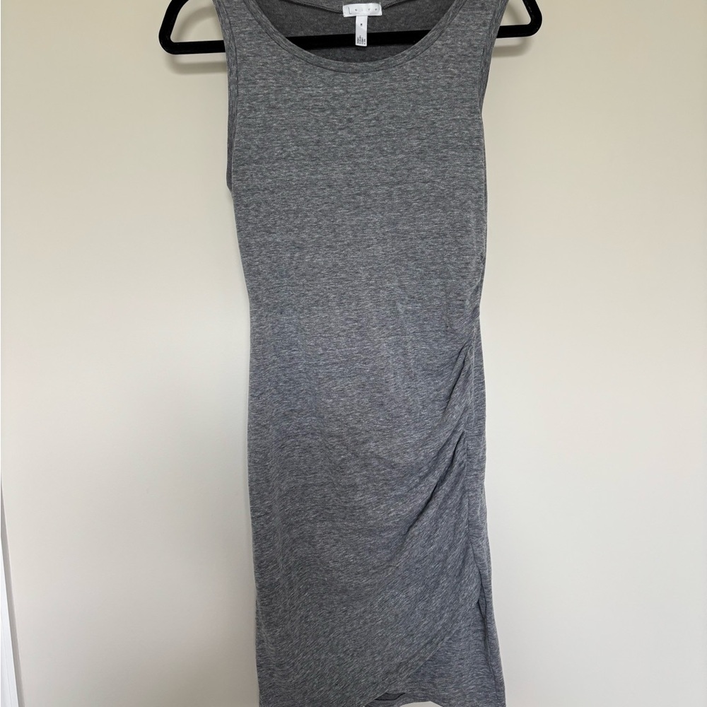 Leith Gray Crew Neck Sleeveless Sheath Midi